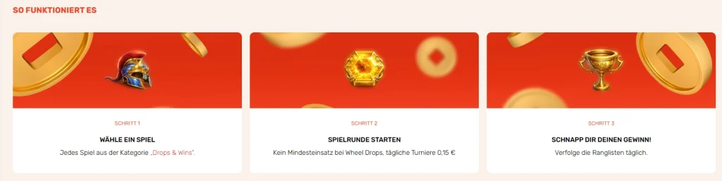 Koi Casino Drops and Wins Funktion mit drei Schritten Spiel auswählen, starten und gewinnen